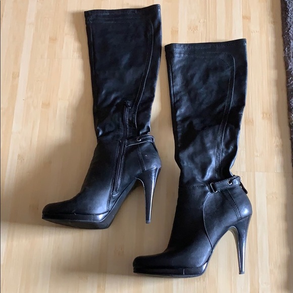 nine west black high heel boots